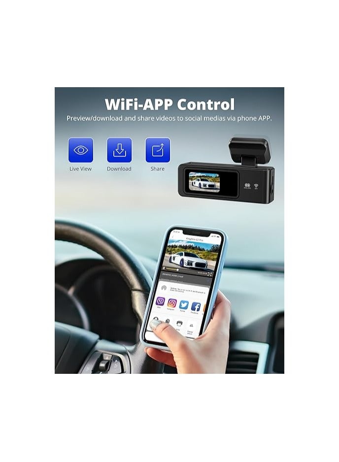 KINGSLIM E2 Pro Front 2K + Rear 1080P WiFi Dual Channel Dash Camera for Cars Parking Monitor, Loop Recording, supports memory card up to 256GB - Image 3