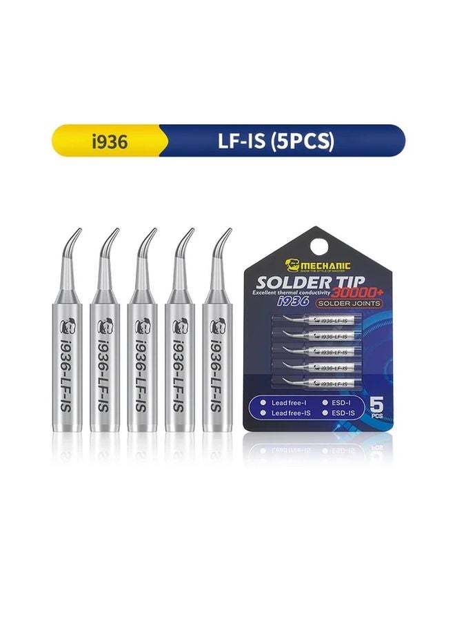 LF IS 5pcs I936 900M Series ESD Copper Soldering Tips High Thermal Conductivity for Phone Motherboard Repair - Image 1