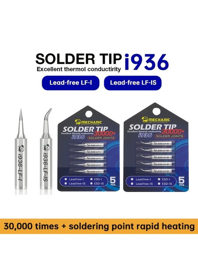 LF IS 5pcs I936 900M Series ESD Copper Soldering Tips High Thermal Conductivity for Phone Motherboard Repair - Image 2