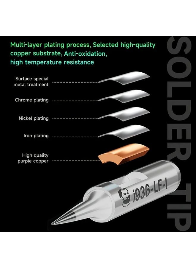 LF IS 5pcs I936 900M Series ESD Copper Soldering Tips High Thermal Conductivity for Phone Motherboard Repair - Image 5