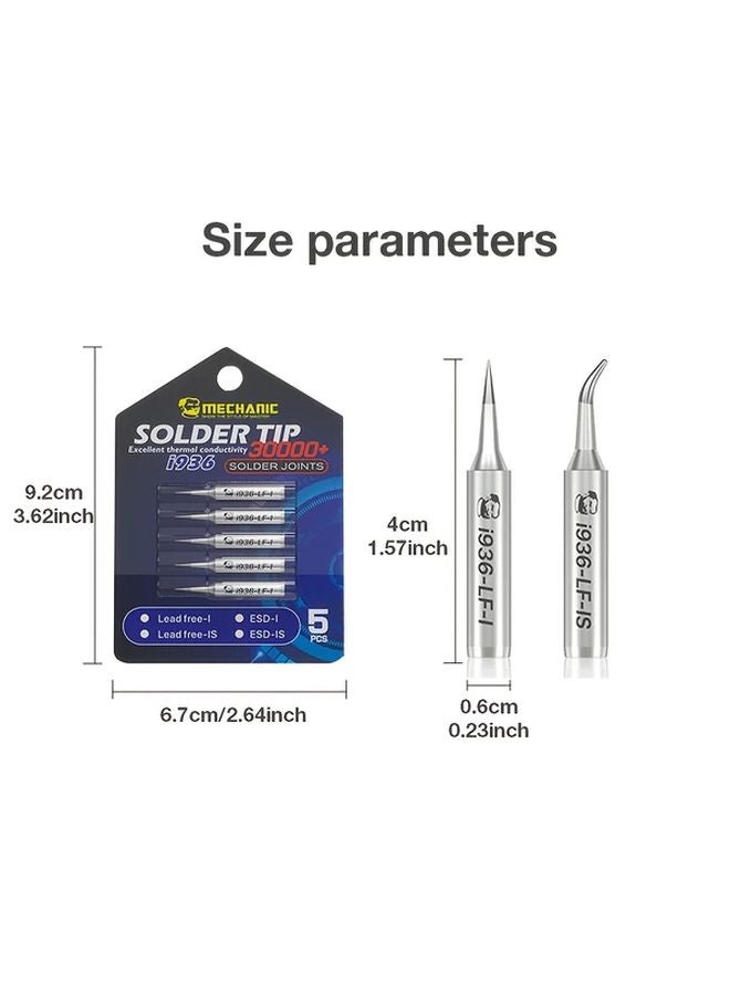 LF IS 5pcs I936 900M Series ESD Copper Soldering Tips High Thermal Conductivity for Phone Motherboard Repair - Image 3