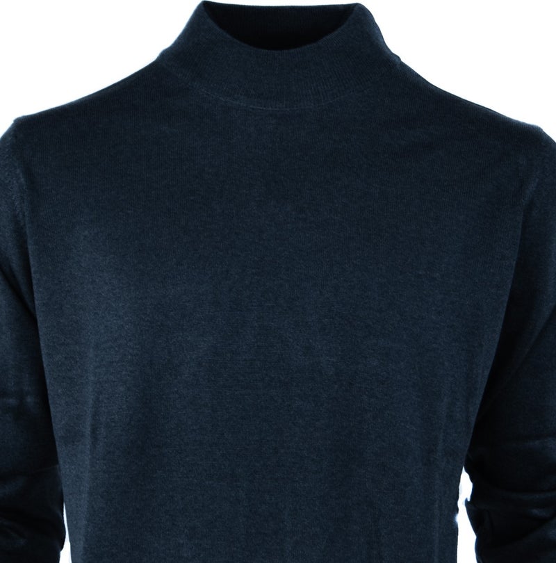 Oppland Men's Long Sleeve Half Turtleneck Classic Model Comfortable Cut Full Pattern Wool Woven Sweater  - Image 1