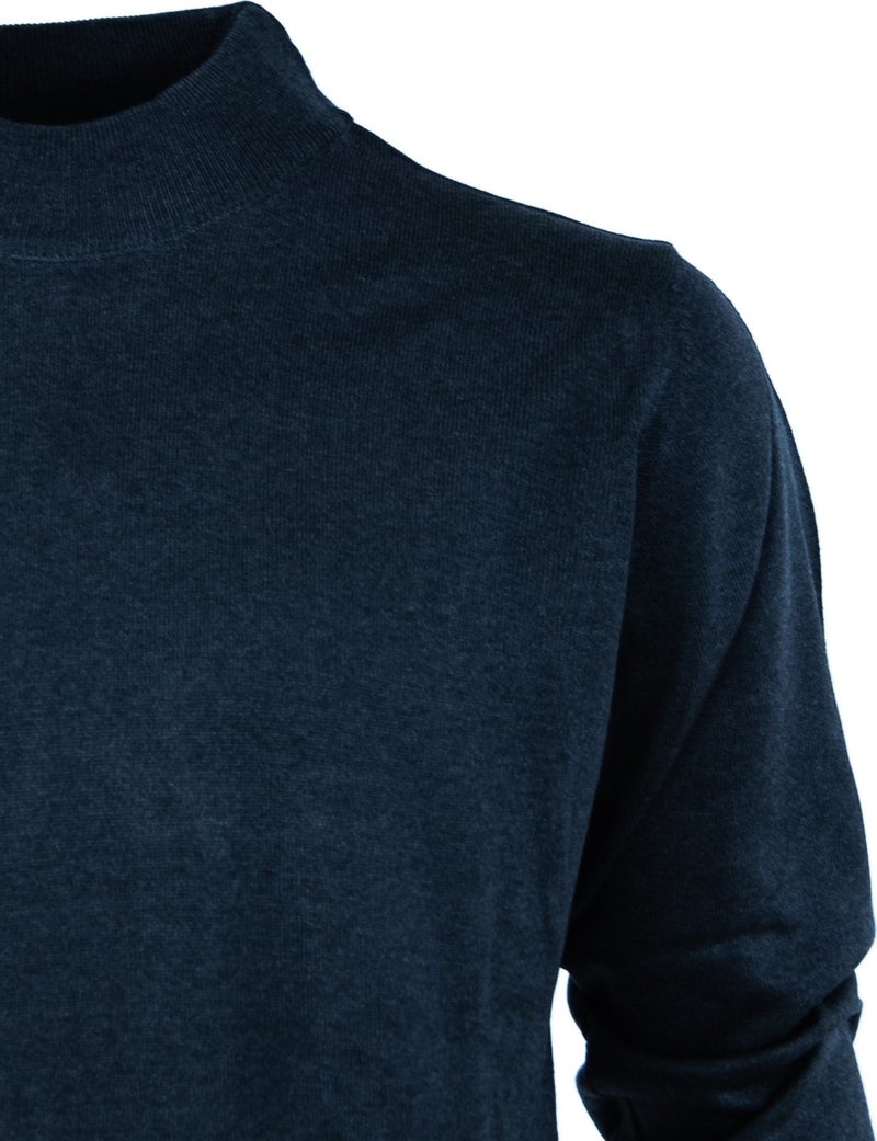 Oppland Men's Long Sleeve Half Turtleneck Classic Model Comfortable Cut Full Pattern Wool Woven Sweater  - Image 3