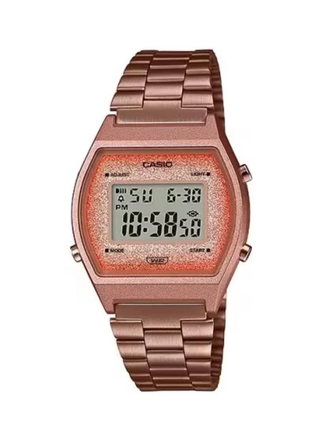 CASIO Women's Digital Display Watch With Rose Gold Stainless Steel Strap - B640WCG-5DF