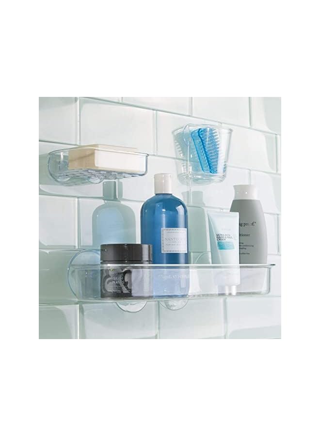 Raxoom 21700 Basic Shower Tray without Drilling, Long Bath Shelf, Made of Sturdy Plastic with Suction Cups, Clear - Image 4