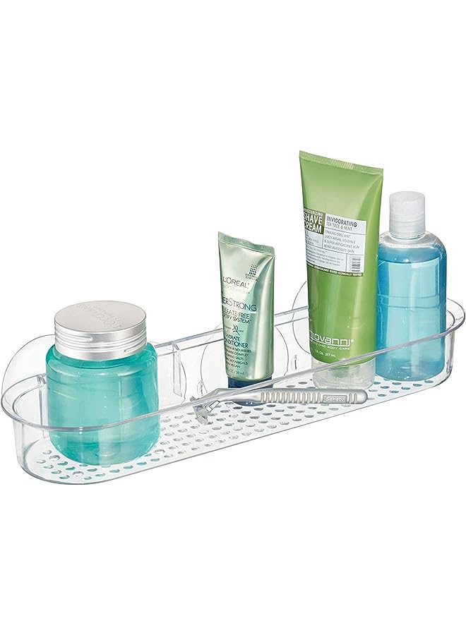 Raxoom 21700 Basic Shower Tray without Drilling, Long Bath Shelf, Made of Sturdy Plastic with Suction Cups, Clear - Image 1