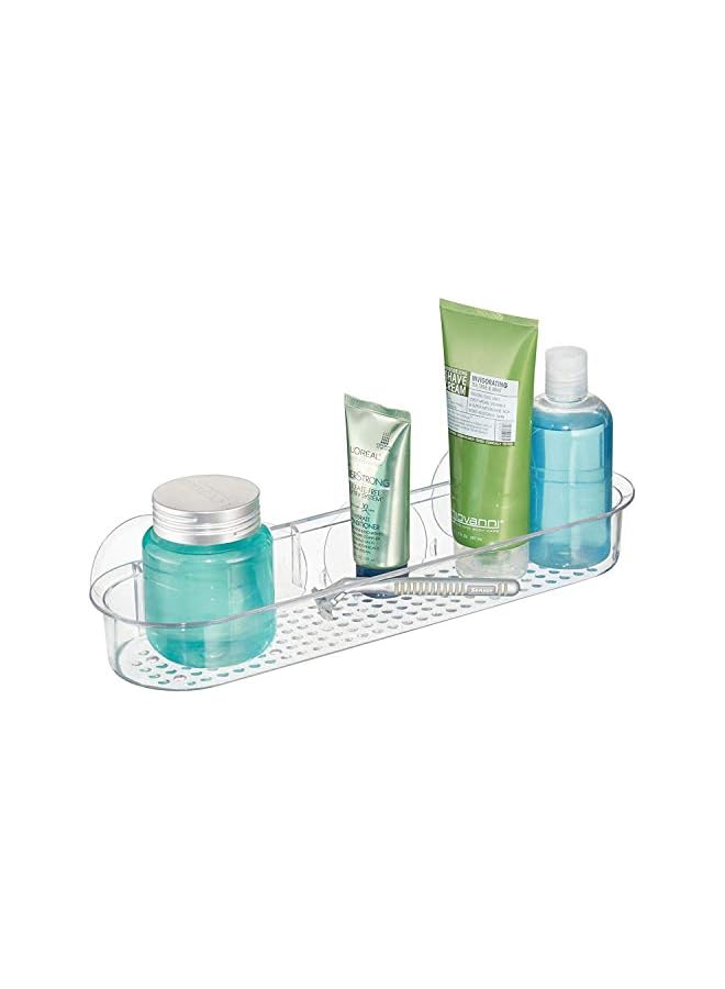 Raxoom 21700 Basic Shower Tray without Drilling, Long Bath Shelf, Made of Sturdy Plastic with Suction Cups, Clear - Image 2