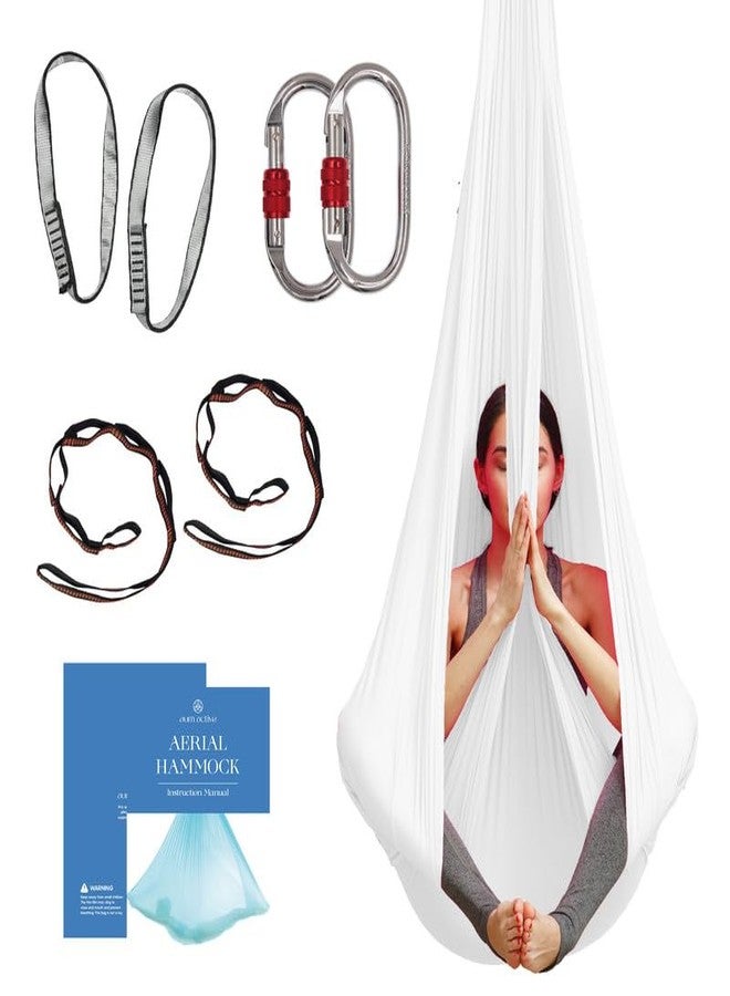 aum active Aerial Yoga Hammock - Premium Aerial Silk Yoga Swing for Antigravity Yoga, Inversion Exercises, Improved Flexibility & Core Strength - Extension Straps, Carabiners and Pose Guide Included - Image 1