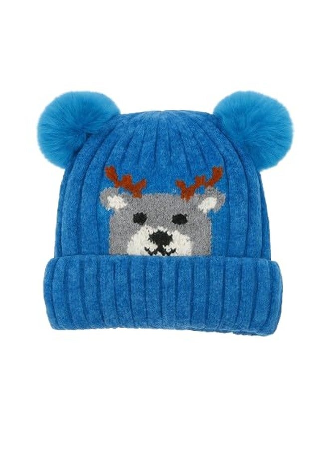BABY STATION Unisex Warm Knitted Woolen Beanie Cap for Babies & Toddlers | Soft Winter Hat with | Comfortable & Stylish Baby Winter Wear 0-24 Months (in, Age, 0, 24 Months, Blue, Desing 1) - Image 1