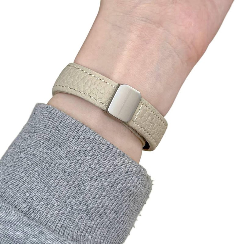 LL سوار ساعة ذكية سوار جلدي كلاسيكي متوافق مع Apple Watch بملاءمة قابلة للتعديل وحزام بديل للاستخدام اليومي باللون رمادي قابل للتعديل باللون الرمادي - Image 2