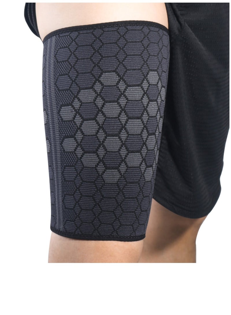 Thigh Compression Sleeves, Hamstring Upper Leg Brace for Men & Women- Pain Relief & Recovery - Great for Running, Basketball, Football - Breathable (Large) - Image 5