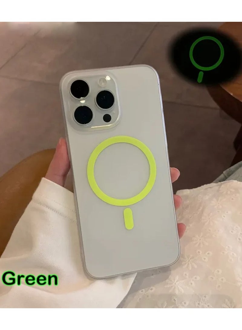 Techie غطاء خلفي غير لامع مضيء مع مغناطيس مدمج لجهاز آبل آيفون 16 برو ماكس - أخضر - Image 5