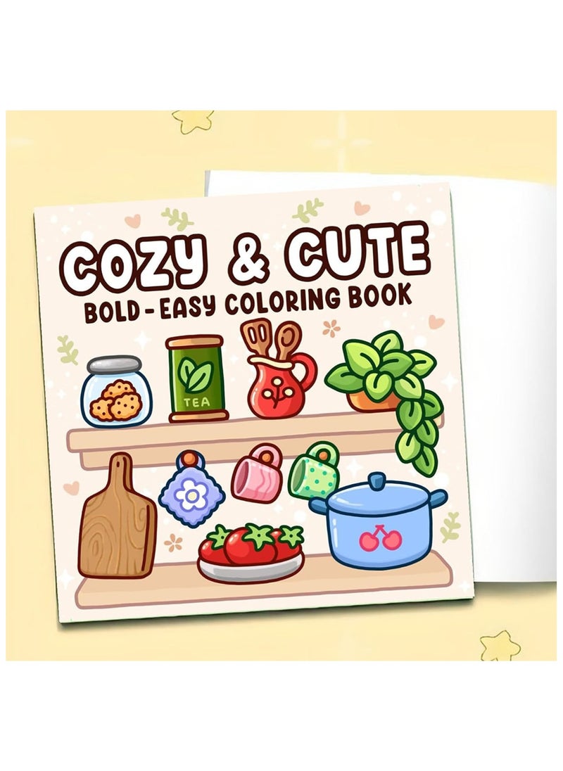 Coloring Book - Relaxation in Comfortable Spaces with Adorable Goods for Adults & Teens,Cute Colouring Book with Easy and Simple Designs  - Image 1