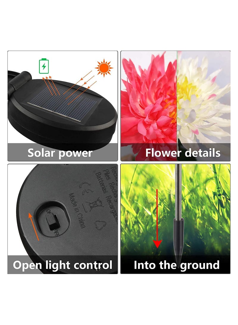 GGEROU Solar Outdoor Lights Solar Flowers 6 Pack Solar Powered Chrysanthemum Lights IP 65 Waterproof Solar Landscape Lights for Garden, Patio Lawn Pathway, Backyard Cemetery  - Image 4