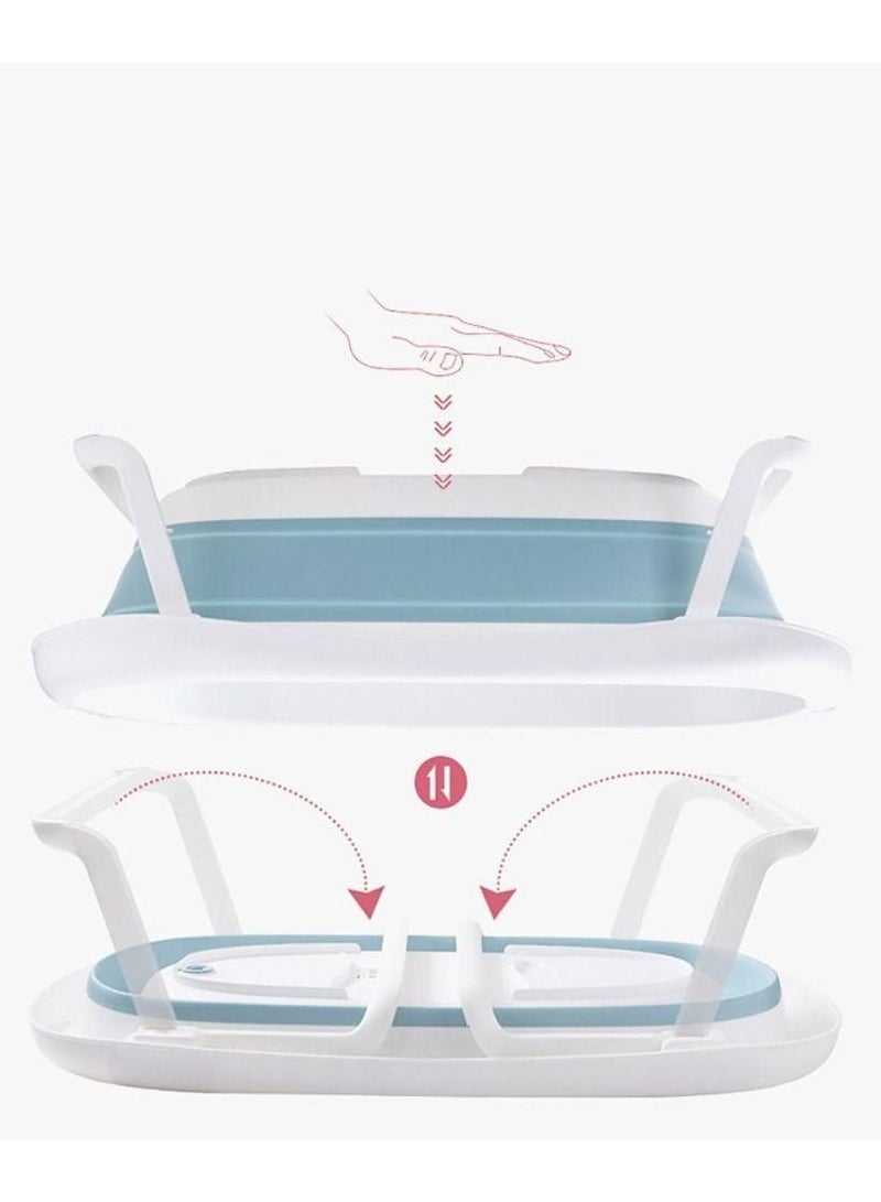 حوض استحمام قابل للطي لون أزرق وأبيض - Image 3