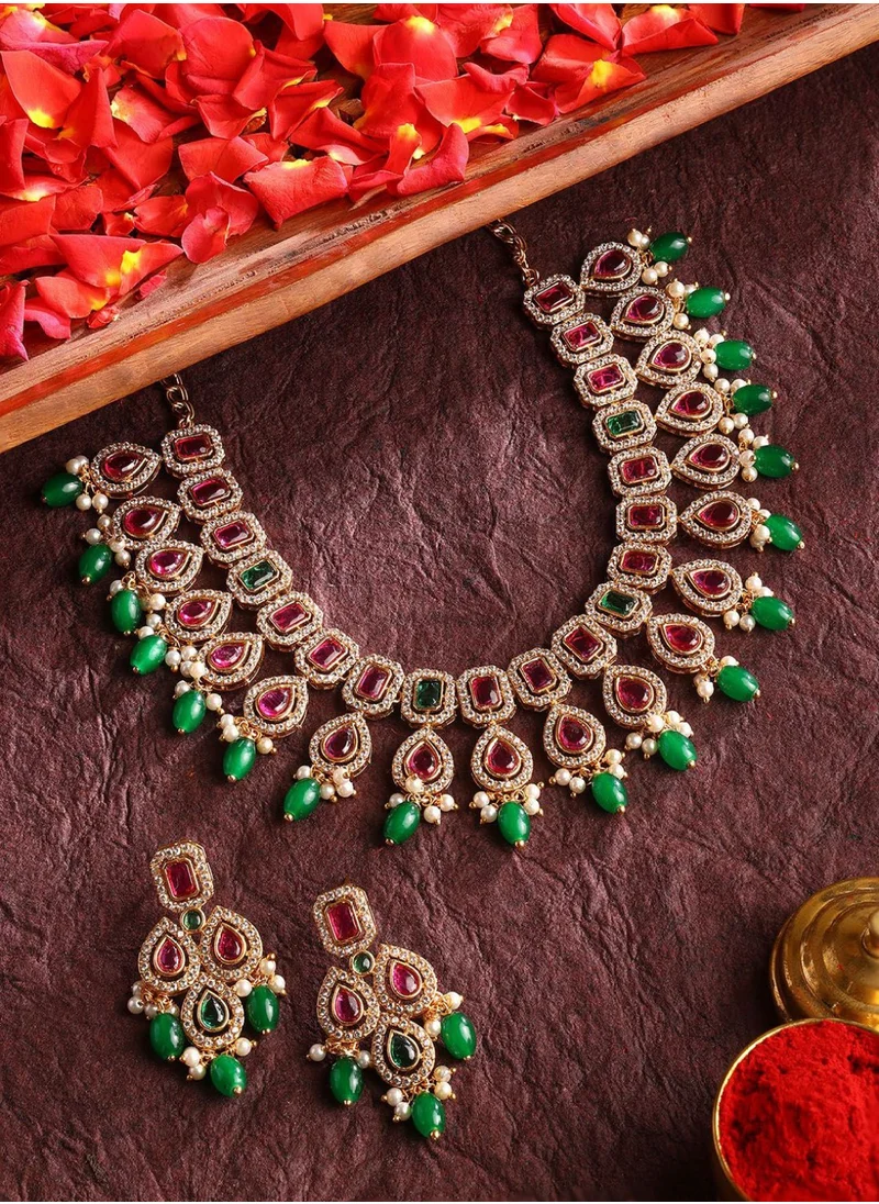 Priyaasi Stone Studded  Beaded Jewellery Set