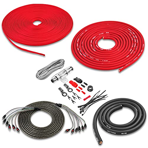 Belva True 4 Gauge AWG Premium CCA Complete Amplifier Wiring Kit with OFC 5/6-Channel RCA Cable - BAK46 RED - Image 1