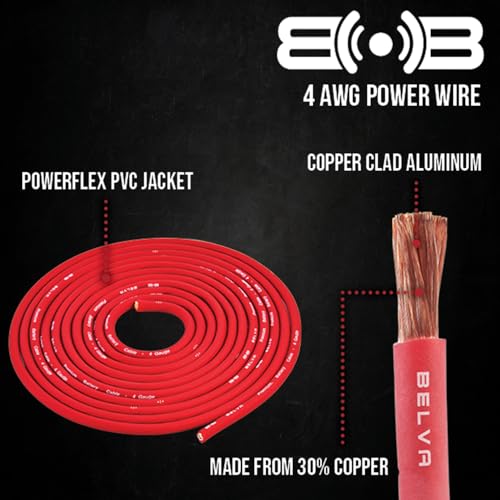 Belva True 4 Gauge AWG Premium CCA Complete Amplifier Wiring Kit with OFC 5/6-Channel RCA Cable - BAK46 RED - Image 2