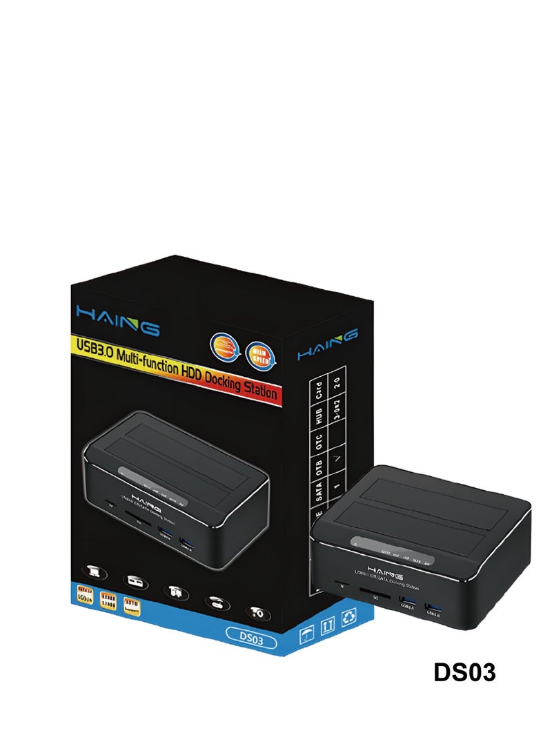 Haing External Hard Drive Docking Station, Hard Drive Dock for 2.5 and 3.5 inch SATA HDD SSD, HDD Docking Station with Dual Bay, USB 3.0 Hard Drive Reader, Support Offline Clone and UASP - Image 1