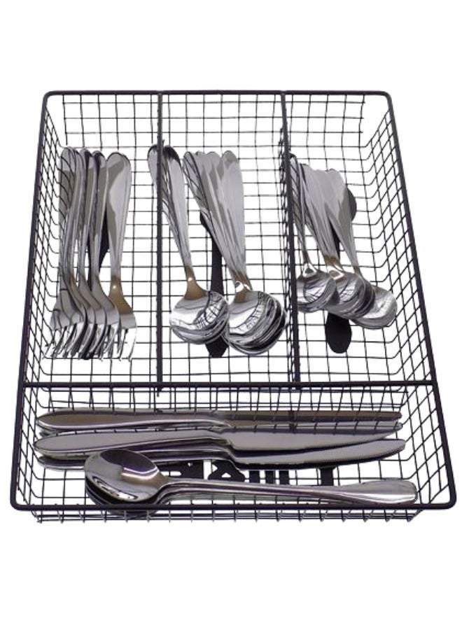 Happy Home 4-Compartment Metal Mesh Cutlery Organizer 33*27Cm-Black - Image 1
