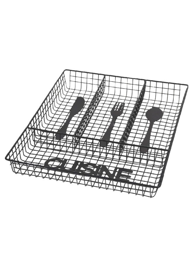 Happy Home 4-Compartment Metal Mesh Cutlery Organizer 33*27Cm-Black - Image 3