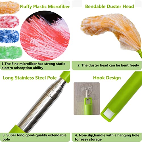 BAIDOON 4 Pack Washable Electrostatic Duster, Extendable Pole 25" to 55", Feather Duster for Cleaning, Electrostatic Feather Duster - Image 5