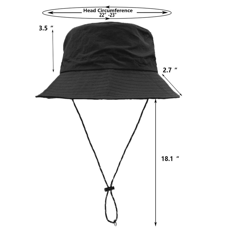 woogwin Waterproof Bucket Rain Hat with Chin Strap Quick Dry Packable Boonie Sun Hat Safari Hat UV Protection(Black) - Image 4