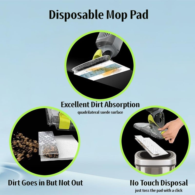 KVLZ Disposable Hard Floor Pad Refills, Compatible with Shark VACMOP Pro VM252 VM251 VM250 VM200 VC205 QM250 VM190 VM200P12 VMP30 for use on All Sealed Floors (30-PCS) - Image 3