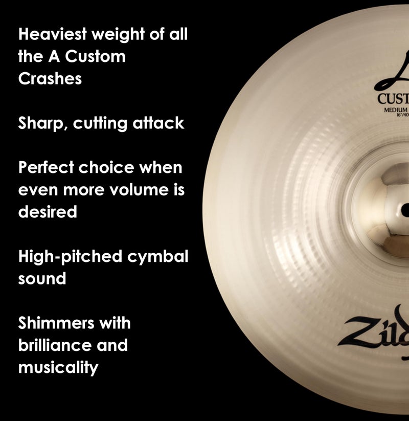 Zildjian A Custom Crash Cymbal - 16 Inches Medium - Image 4