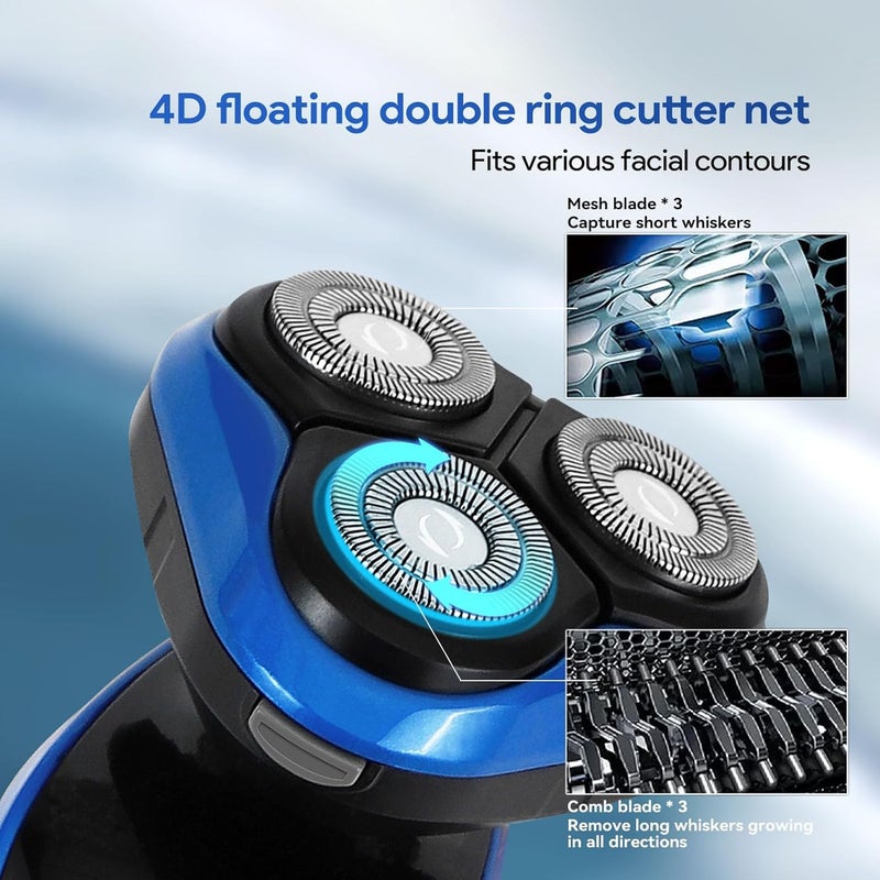 OOYY 4-in-1 Electric Shaver for Men, All-in-One Men's Grooming Kit, Rechargeable Waterproof Men Electric Shaver, Wet & Dry Shaving with Cordless Beard, Nose Hair Trimmer - Image 3