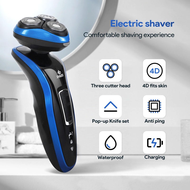 OOYY 4-in-1 Electric Shaver for Men, All-in-One Men's Grooming Kit, Rechargeable Waterproof Men Electric Shaver, Wet & Dry Shaving with Cordless Beard, Nose Hair Trimmer - Image 2