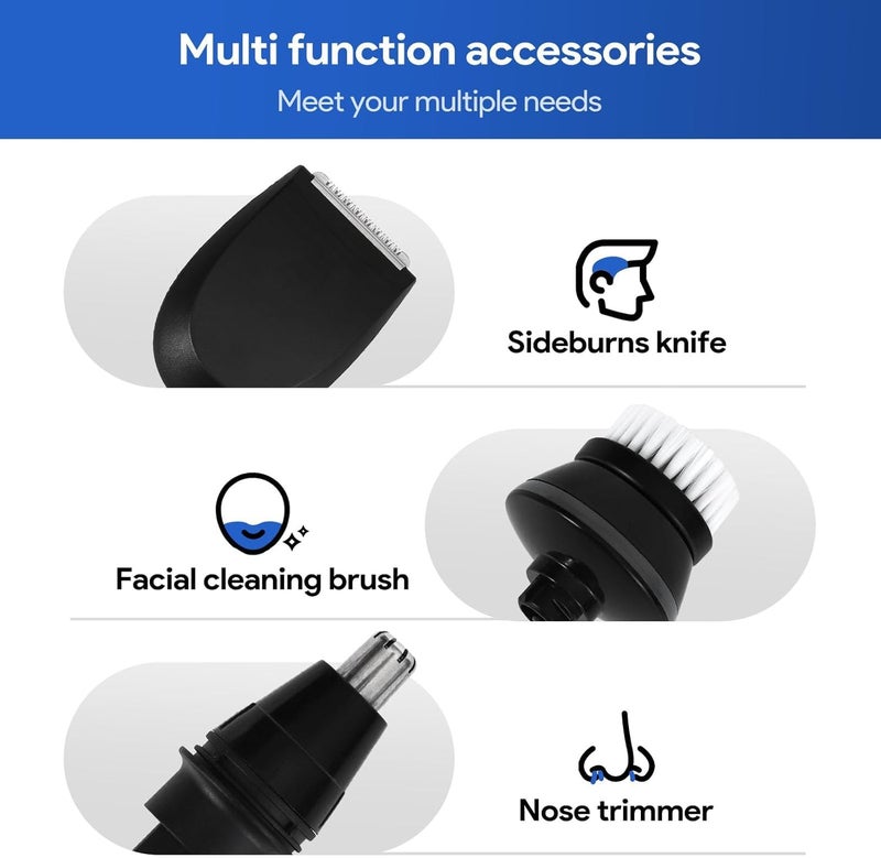 OOYY 4-in-1 Electric Shaver for Men, All-in-One Men's Grooming Kit, Rechargeable Waterproof Men Electric Shaver, Wet & Dry Shaving with Cordless Beard, Nose Hair Trimmer - Image 4
