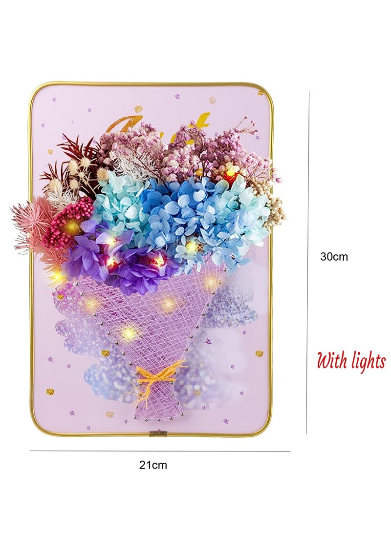 BrainGiggles - Brain Giggles DIY String Art with Light 3D String Art Kit for Kids Arts & Craft Kits Gifts for Girls Teens Kids (Bouquet LED String Art) - Image 1