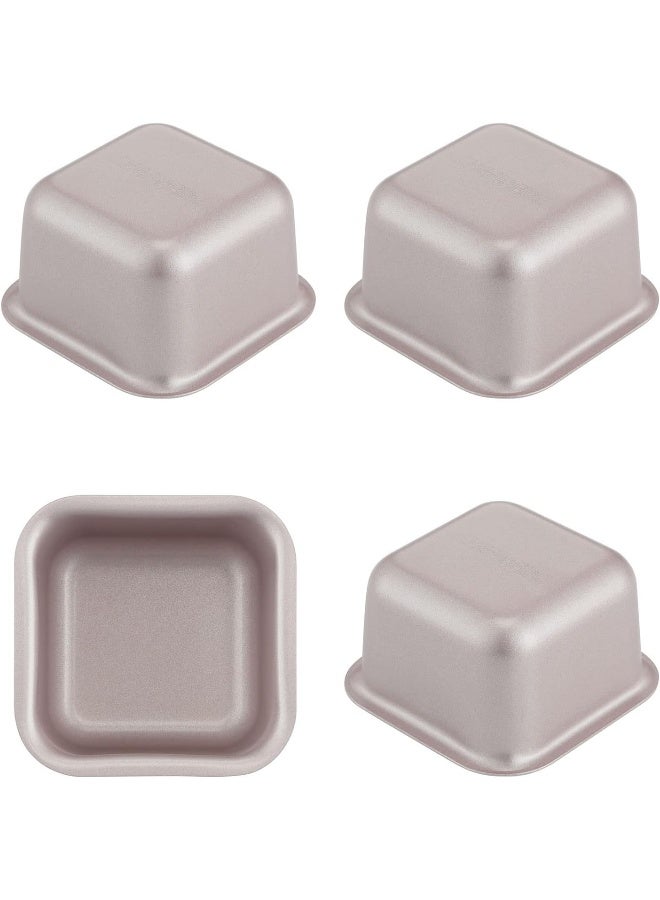 CHEFMADE Mini Brownie Cake Pan Set, 2.4-Inch 4Pcs Non-Stick Square Muffin Pan Blondie Bakeware for Oven and Instant Pot Baking - Image 1