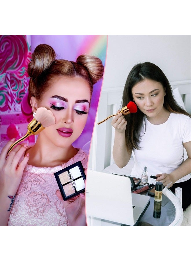 Tessco 2 Pieces Rose Flower Makeup Brush Flower Blush Brush Extra Large Face Powder Makeup Brushes, Nail Art Dust Powder Remover, Foundation Makeup Brush, Powder Brush and Blush Brush for Daily Makeup - Image 5