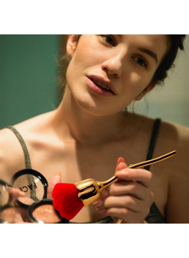 Tessco 2 Pieces Rose Flower Makeup Brush Flower Blush Brush Extra Large Face Powder Makeup Brushes, Nail Art Dust Powder Remover, Foundation Makeup Brush, Powder Brush and Blush Brush for Daily Makeup - Image 4