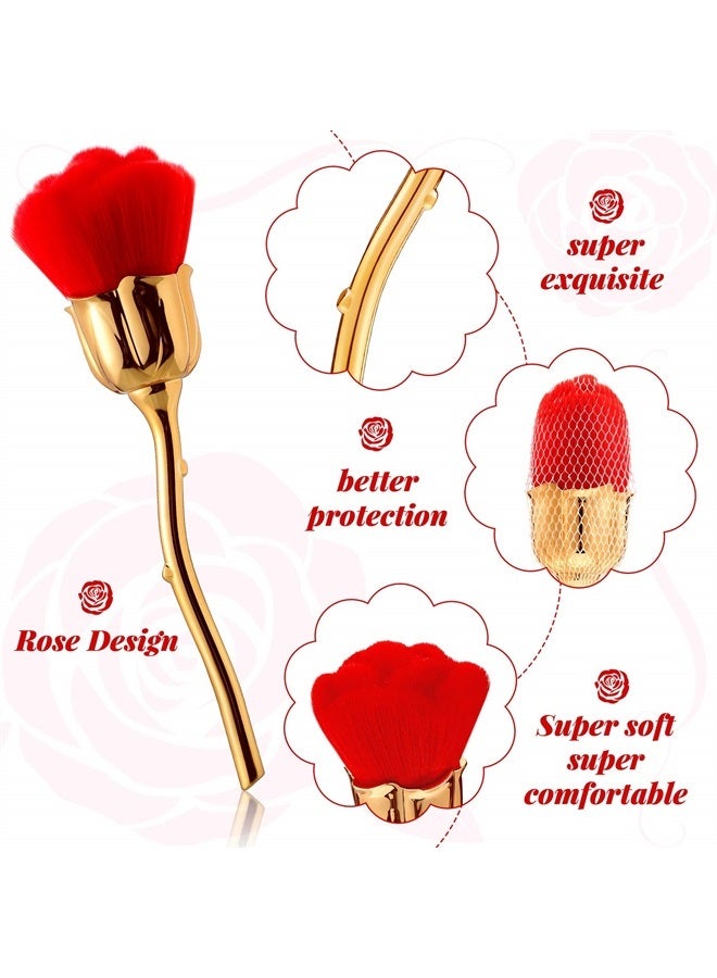 Tessco 2 Pieces Rose Flower Makeup Brush Flower Blush Brush Extra Large Face Powder Makeup Brushes, Nail Art Dust Powder Remover, Foundation Makeup Brush, Powder Brush and Blush Brush for Daily Makeup - Image 3