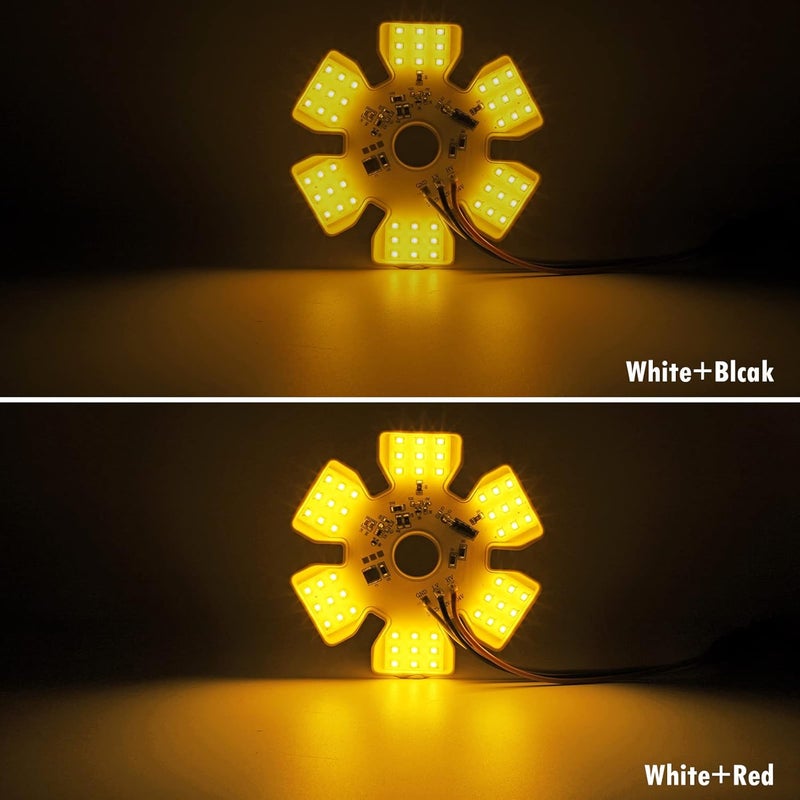 Partsam بارتسام 2 قطعة ضوء هواء تنفس LED رفيع للغاية بتصميم سداسي مزدوج الوظيفة 54 دايود (أصفر) - Image 2