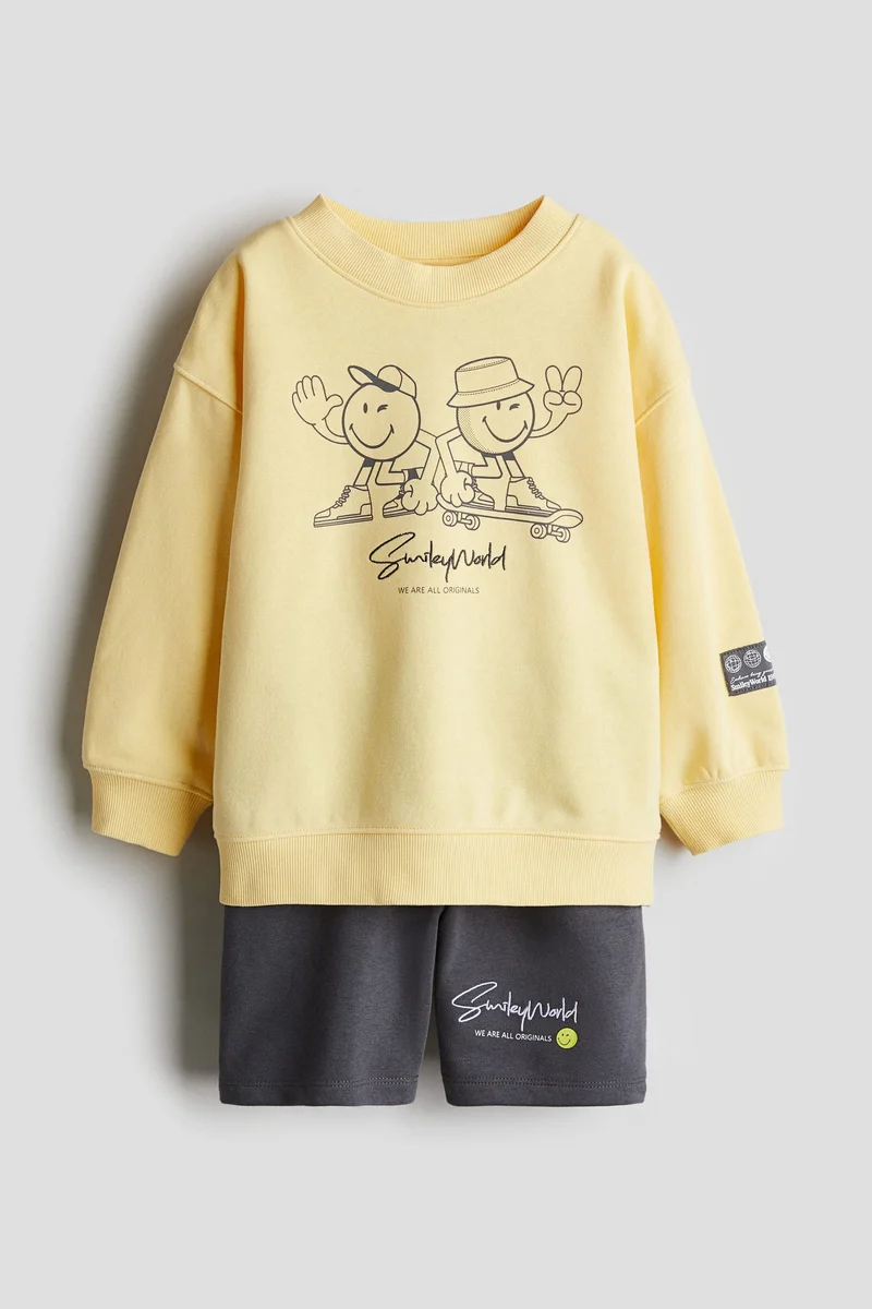 H&M 2-piece printed sweatshirt set