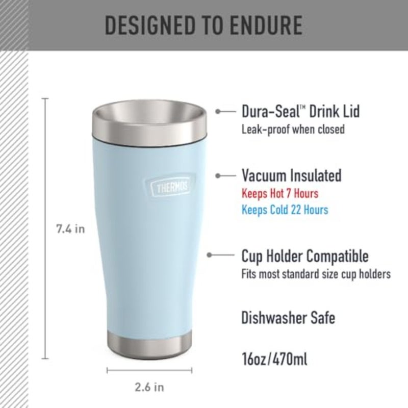 ICON Series stainless steel tumbler for outdoor use, silver, BPA-free material - Image 2