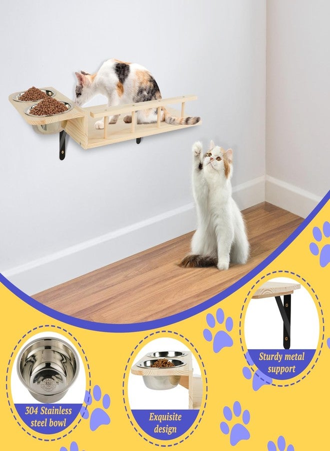 TIMIEEYA Cat Wall Shelves - Stable & Safe 5 in 1 Cat Walls Furniture Set, Wooden Kitten Climbing Wall with Bridge Ladder & Wall Steps - Image 3