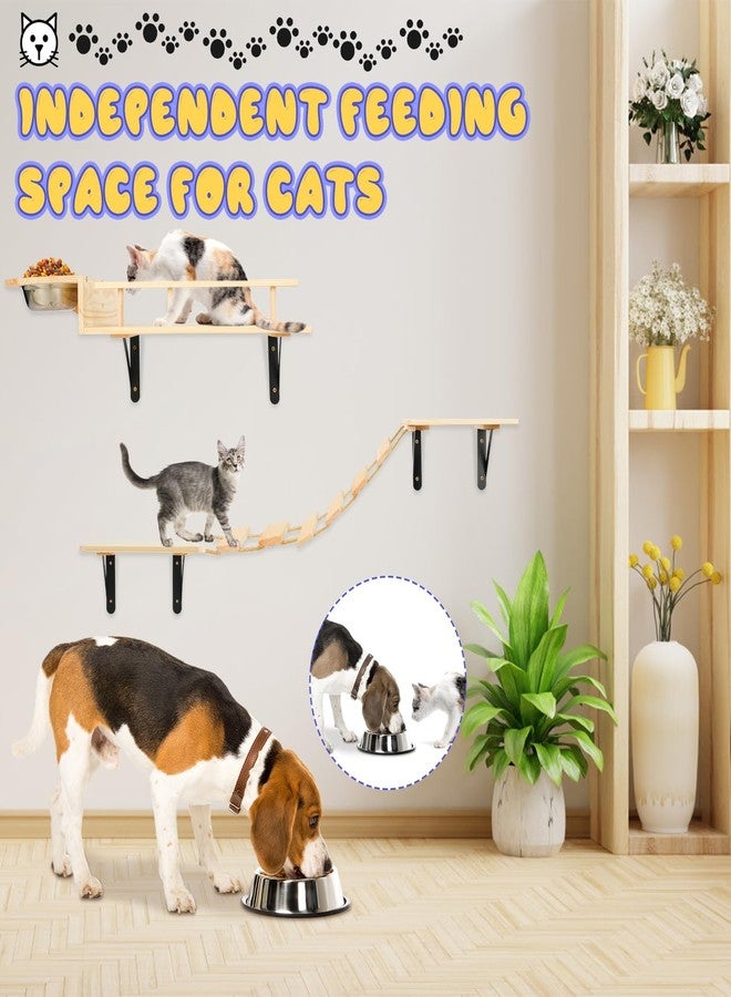 TIMIEEYA Cat Wall Shelves - Stable & Safe 5 in 1 Cat Walls Furniture Set, Wooden Kitten Climbing Wall with Bridge Ladder & Wall Steps - Image 4