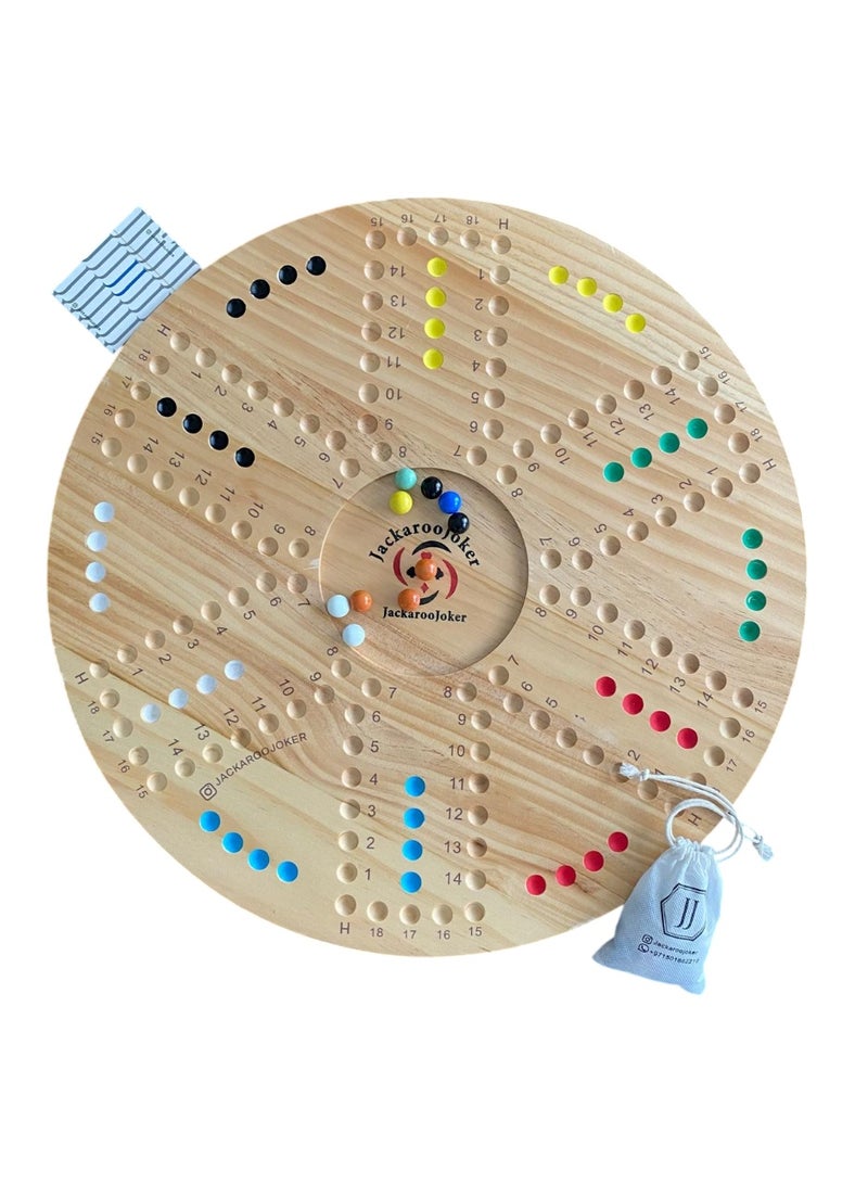 جاكارو جوكر لعبة لوحية خشبية مميزة للبالغين، لوحة صنوبر مزدوجة الجوانب 54 سم، مجموعة ألعاب عائلية لـ 4-6 لاعبين مع حقيبة تخزين، بطاقات، كرات - Image 4