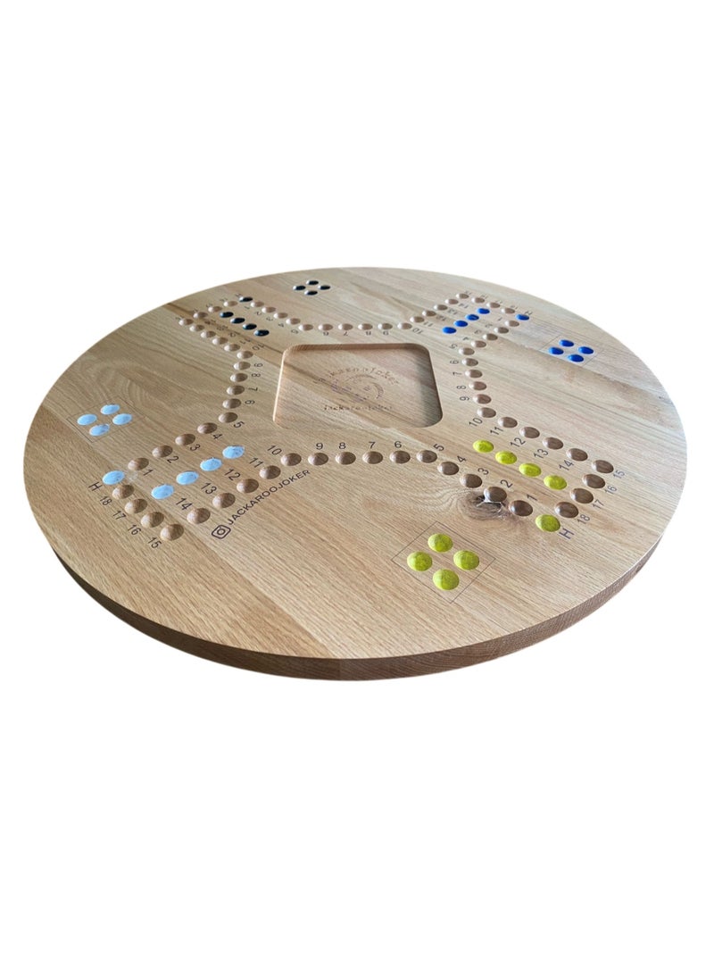 جاكارو جوكر لعبة لوحية خشبية مميزة للبالغين، لوحة صنوبر مزدوجة الجوانب 54 سم، مجموعة ألعاب عائلية لـ 4-6 لاعبين مع حقيبة تخزين، بطاقات، كرات - Image 2