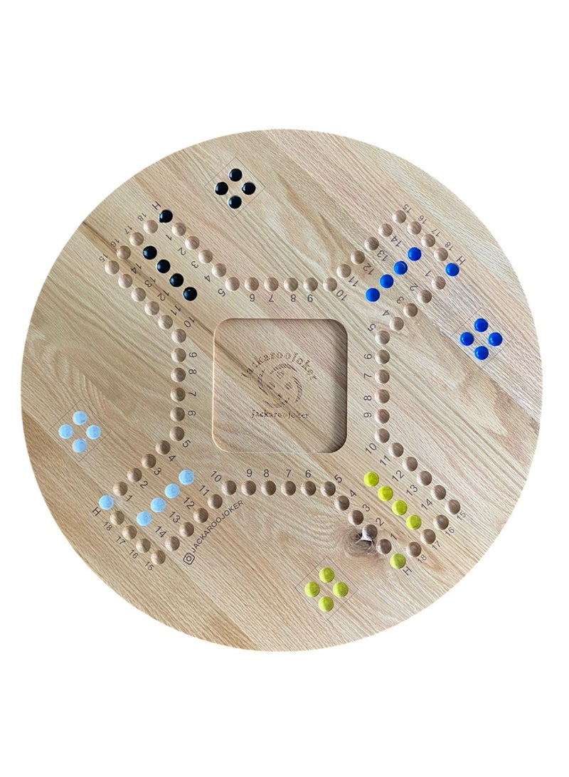 جاكارو جوكر لعبة لوحية خشبية مميزة للبالغين، لوحة صنوبر مزدوجة الجوانب 54 سم، مجموعة ألعاب عائلية لـ 4-6 لاعبين مع حقيبة تخزين، بطاقات، كرات - Image 3