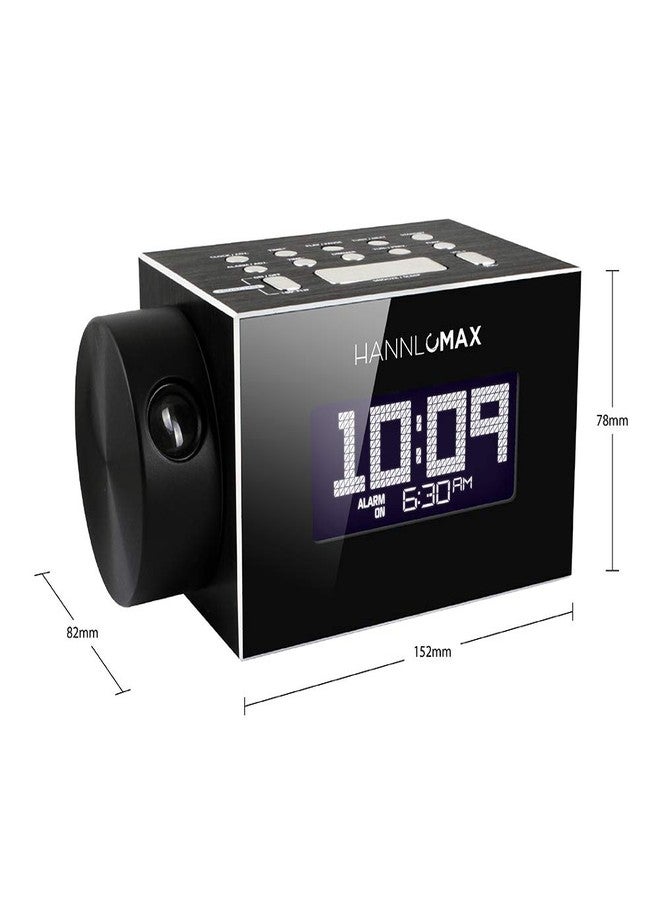 راديو HANNLOMAX HX-108CR PLL FM، ساعة رقمية بشاشة LCD بيضاء، عرض الوقت، بلوتوث، منبه واحد، هيكل من الألومنيوم، منفذ USB للشحن بقوة 1 أمبير، مدخل Aux، يعمل فقط بتيار متردد. - Image 3