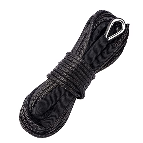 METOWARE Synthetic Winch Rope, 1/4" x 50ft 10000 LBS Winch Cable Line with Protective Sleeve Fits 4WD Off Road Vehicle UTV ATV SUV Truck (Black) - Image 1