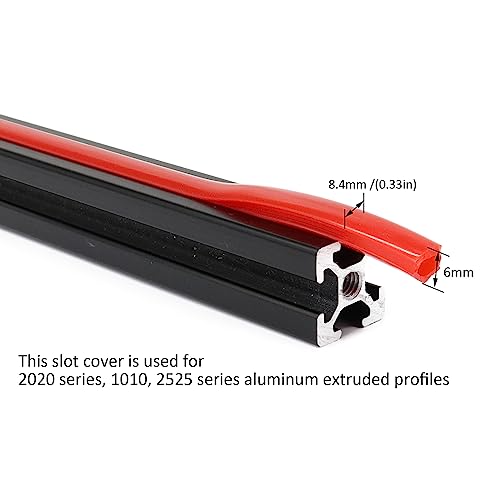 BLCCLOY 6 Meter 1010 2020 Aluminum Extrusion T Slot Cover Seal Dust Strip Bracket Insert Channel Filler for 6mm 80 20 10 Series 2040 1" V Slot Extruded Aluminum Rail Profile Accessories Hardware -Red - Image 3