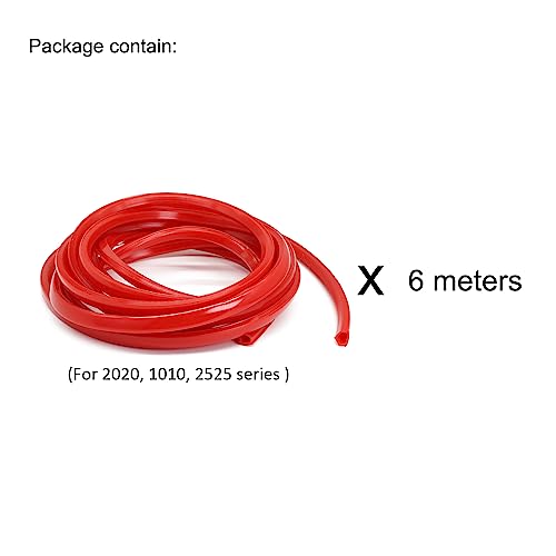 BLCCLOY 6 Meter 1010 2020 Aluminum Extrusion T Slot Cover Seal Dust Strip Bracket Insert Channel Filler for 6mm 80 20 10 Series 2040 1" V Slot Extruded Aluminum Rail Profile Accessories Hardware -Red - Image 2