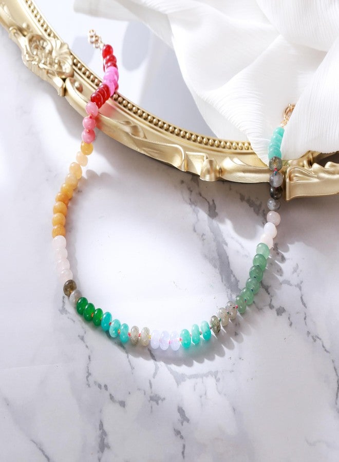 BriLove Handmade Beach Summer Unique Nature Stone Colorful Rainbow Multicolor Stone Strand Choker Necklace for Women Jewelry - Image 5